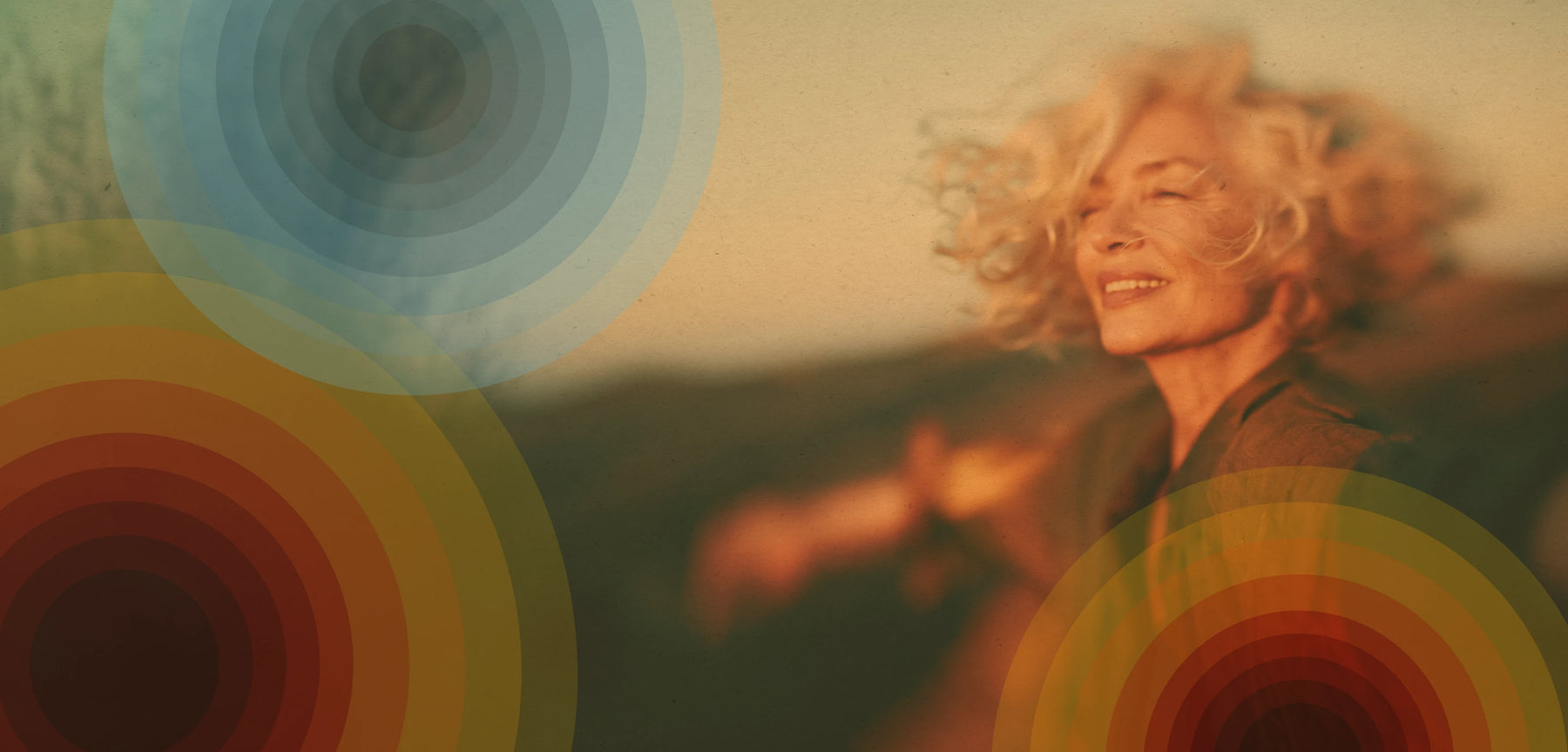 Woman outdoors at sunset