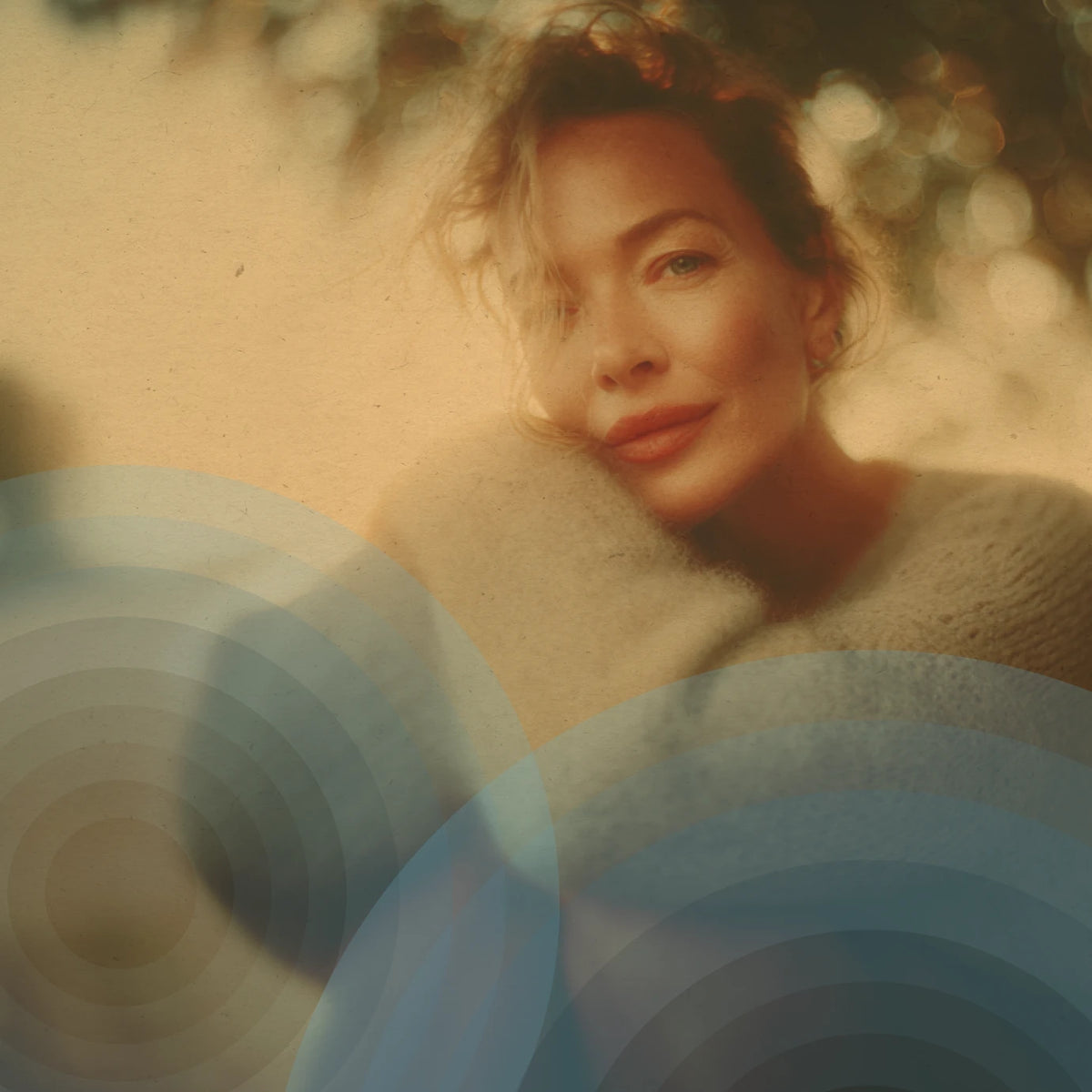 Woman resting outdoors in warm light